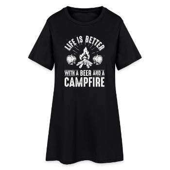 Graphique de la soirée bière au feu de camp - Robe T-shirt Femme - noir - Devant