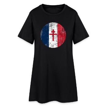 France croix de Lorraine drapeau France blason - Robe T-shirt Femme - noir - Devant