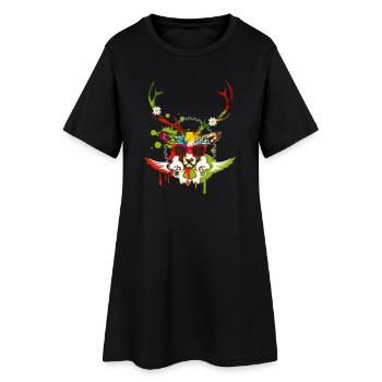 Une tête de cerf avec des lunettes de soleil rouge - Robe T-shirt Femme - noir - Devant