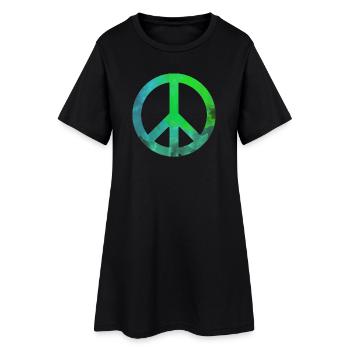 Peace green blue watercolor colorful gift symbol - Women’s T-Shirt Dress - black - Front