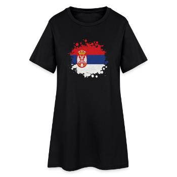 Serbie Klecks / Cadeau De Belgrade Balkans drapeau - Robe T-shirt Femme - noir - Devant