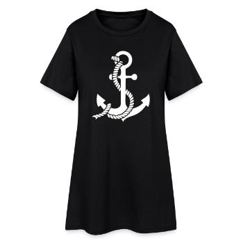 Ancre avec nœud - Robe T-shirt Femme - noir - Devant