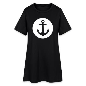 Ancre en cercle - Robe T-shirt Femme - noir - Devant