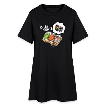 Sushi Avocado Lachs Schlafen Traum Lustig Essen - Frauen T-Shirt-Kleid - Schwarz - Vorne