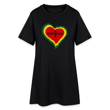 Cœur d’amour avec symbolisme rastafari - Robe T-shirt Femme - noir - Devant