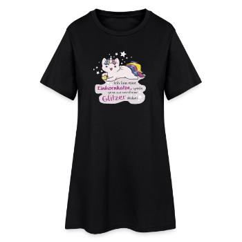 Kittykatacorn Einhornkatze - Frauen T-Shirt-Kleid - Schwarz - Vorne