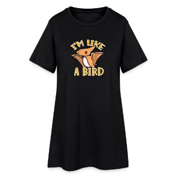 Dinosaurier Vogel - Frauen T-Shirt-Kleid - Schwarz - Vorne