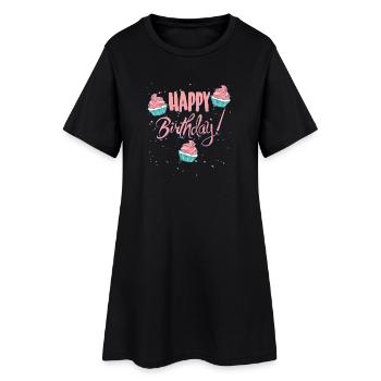 Happy Birthday mit Cupcakes - Frauen T-Shirt-Kleid - Schwarz - Vorne