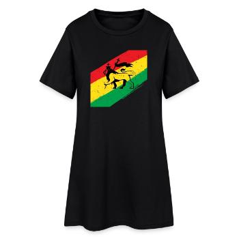 Lion rasta devant un drapeau tricolore - Robe T-shirt Femme - noir - Devant