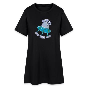 Ufo - Frauen T-Shirt-Kleid - Schwarz - Vorne