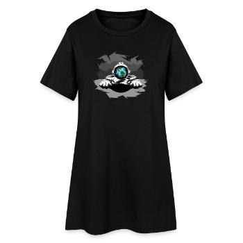 astronaute, protection du climat, espace, illustration, lune - Robe T-shirt Femme - noir - Devant