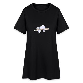 Faultier - Frauen T-Shirt-Kleid - Schwarz - Vorne