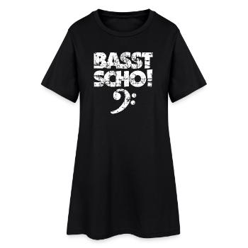 BASST SCHO! Bass Spruch Bassisten (Vintage Weiß) - Frauen T-Shirt-Kleid - Schwarz - Vorne