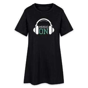 Casque Musique Amour DJ Techno Hip Hop Icône du logo - Robe T-shirt Femme - noir - Devant