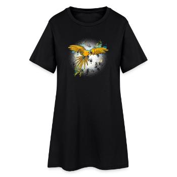 Papagei ara - Frauen T-Shirt-Kleid - Schwarz - Vorne