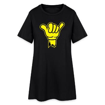 hand shaka finger - Frauen T-Shirt-Kleid - Schwarz - Vorne