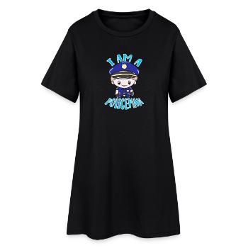 I Am a Policeman Cartoon - Frauen T-Shirt-Kleid - Schwarz - Vorne