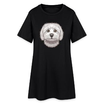 Maltese - Frauen T-Shirt-Kleid - Schwarz - Vorne