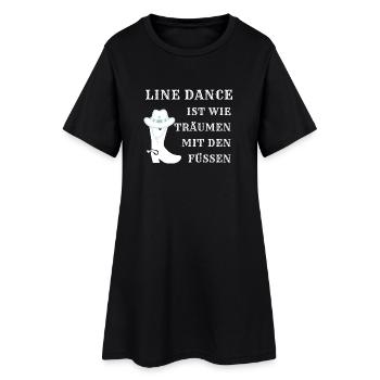 Line Dance ist wie Träumen mit den Füßen - Frauen T-Shirt-Kleid - Schwarz - Vorne