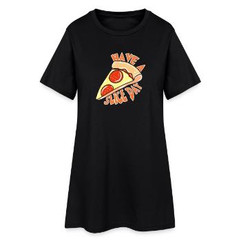 Pizza - Frauen T-Shirt-Kleid - Schwarz - Vorne