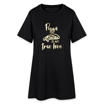 Pizza - Frauen T-Shirt-Kleid - Schwarz - Vorne