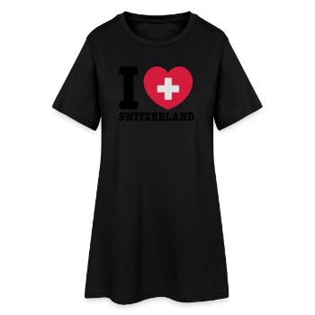 Schweiz - Frauen T-Shirt-Kleid - Schwarz - Vorne
