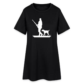Jäger mit Hund auf der Pirsch - Frauen T-Shirt-Kleid - Schwarz - Vorne