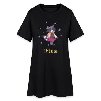 1 Class Raccoon Back to School Kids T Shirt - Women’s T-Shirt Dress - black - Front