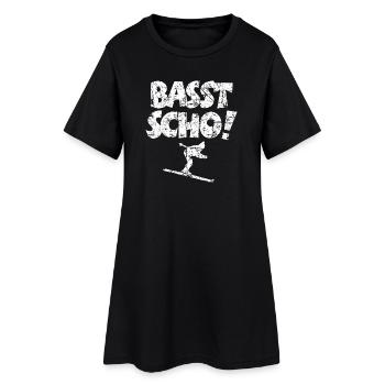 Basst Scho! Après-Ski Wintersport Skifahrer - Frauen T-Shirt-Kleid - Schwarz - Vorne