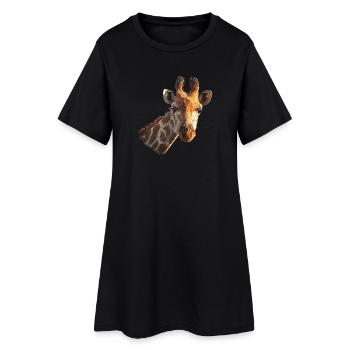Giraffenporträt mit natürlichen details - Frauen T-Shirt-Kleid - Schwarz - Vorne