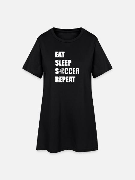 Eat. Sleep. Soccer. Repeat. - Frauen T-Shirt-Kleid - Schwarz