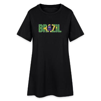 Typographie du drapeau brésilien - Robe T-shirt Femme - noir - Devant
