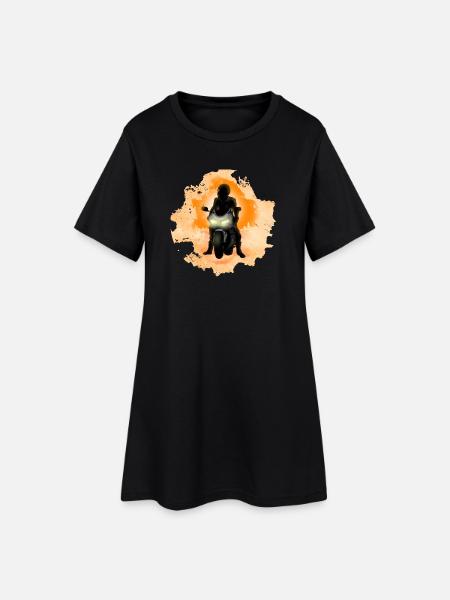 Biker - Frauen T-Shirt-Kleid - Schwarz