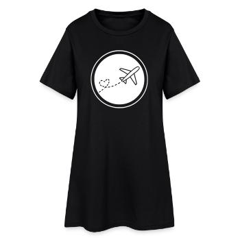 Avion vole coeur - Robe T-shirt Femme - noir - Devant