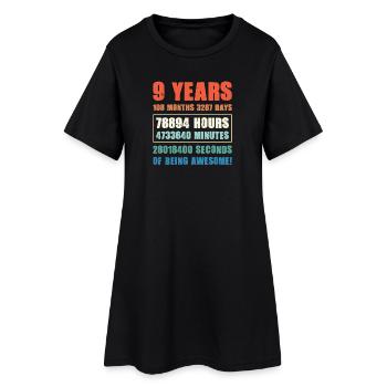 9th year birthday birthday party birth celebration - Women’s T-Shirt Dress - black - Front