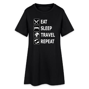 manger, voyager, voyager - Robe T-shirt Femme - noir - Devant