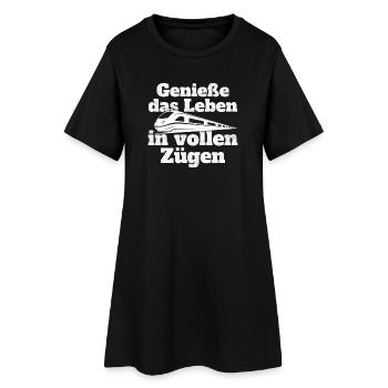Bahn Genieße Das Leben In Vollen Zügen Eisenbahn - Frauen T-Shirt-Kleid - Schwarz - Vorne