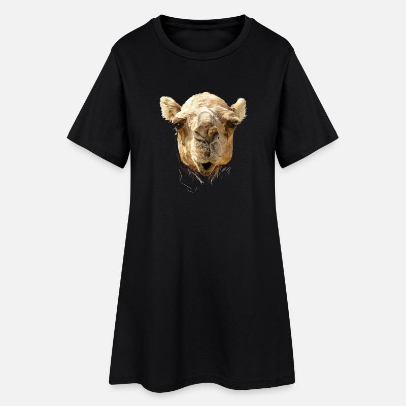 kamel - Frauen T-Shirt-Kleid - Schwarz