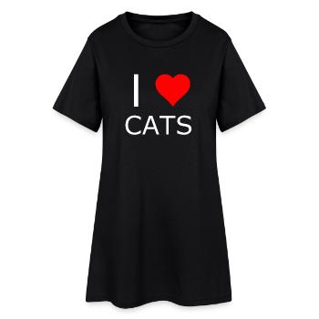 I Love Cats Heart Logo - Women’s T-Shirt Dress - black - Front