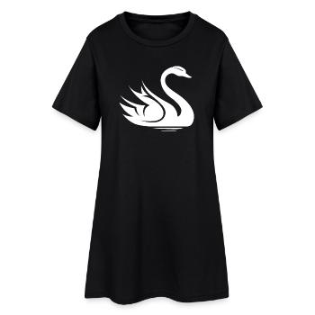 Swan Symbol Illustration Water Lake Nature Animals - Women’s T-Shirt Dress - black - Front