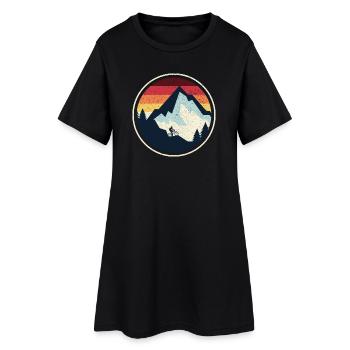 Sunset Peak MTB Silhouette - Frauen T-Shirt-Kleid - Schwarz - Vorne