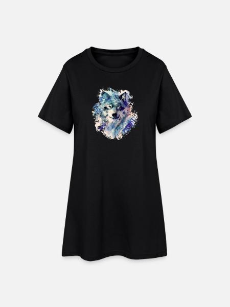 Loup dans le Nord - Robe T-shirt Femme - noir