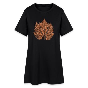 Vin / Feuille / Automne - Robe T-shirt Femme - noir - Devant