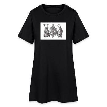 Vampireule und Fledermäuse - Frauen T-Shirt-Kleid - Schwarz - Vorne