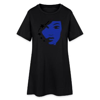 Visage de fille Visage de femme - Robe T-shirt Femme - noir - Devant