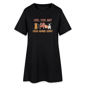 du bist der, der mit dem Hund geht - Frauen T-Shirt-Kleid - Schwarz - Vorne