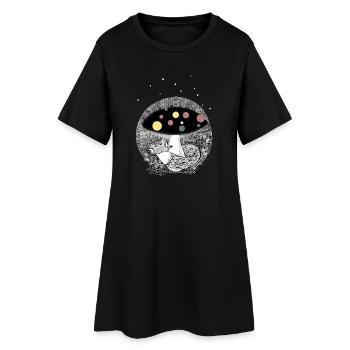 Niedlicher Fuchs Illustration - Frauen T-Shirt-Kleid - Schwarz - Vorne