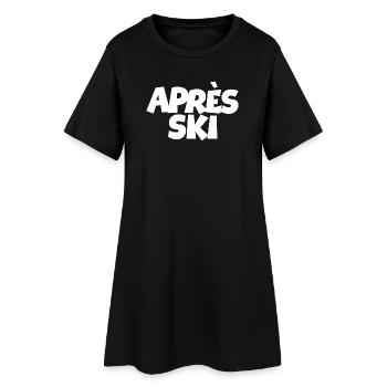 Après-Ski Wintersport - Frauen T-Shirt-Kleid - Schwarz - Vorne