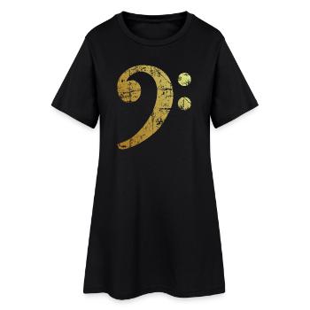 Bass Clef Ancient Gold - Women’s T-Shirt Dress - black - Front