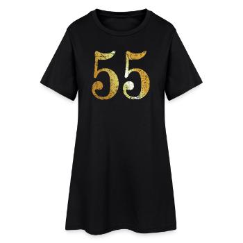 Nummer 55 (Vintage Goldgelb) 55. Geburtstag - Frauen T-Shirt-Kleid - Schwarz - Vorne